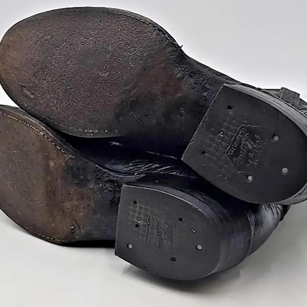 Tony‎ Lama Mens Western Boots Size 8 D Leather Cowboy Black On Black